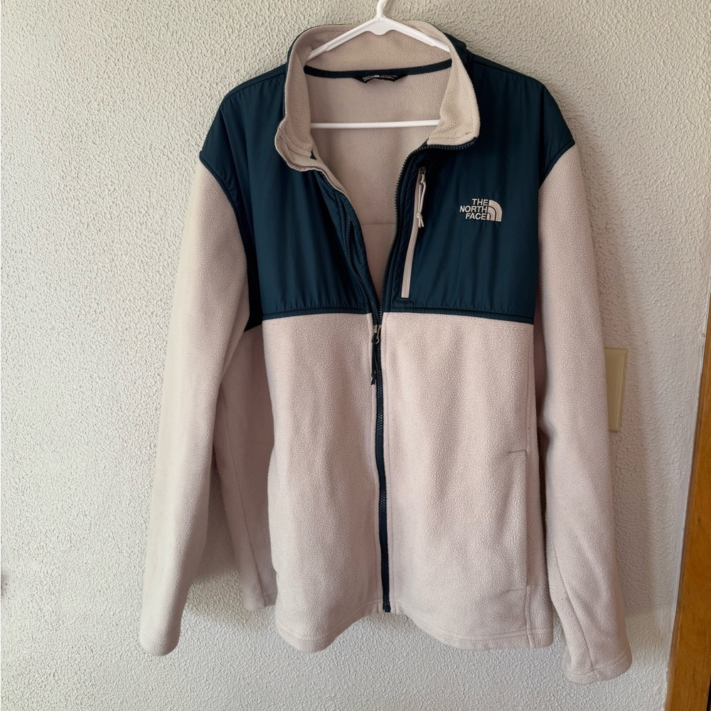 The North Face Fleece Jacket in Cream and Blue